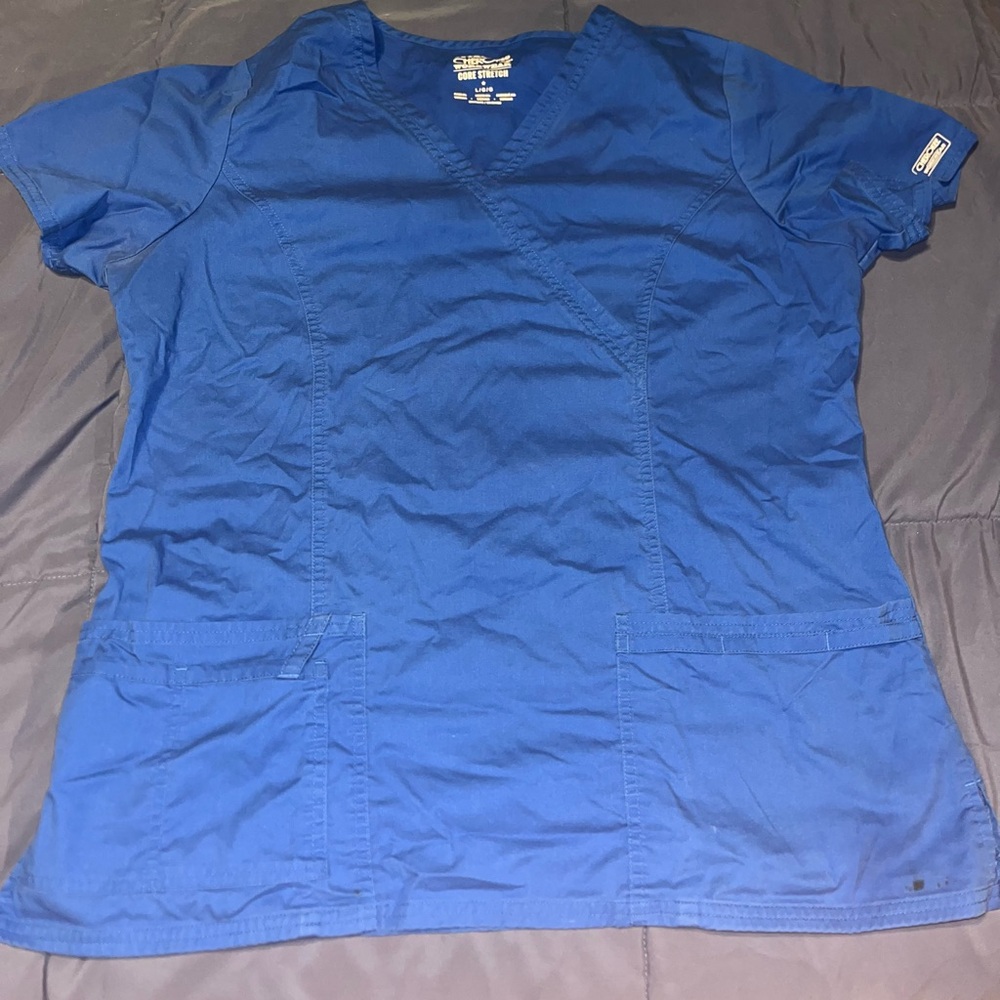 Cherokee scrub top large royal blue